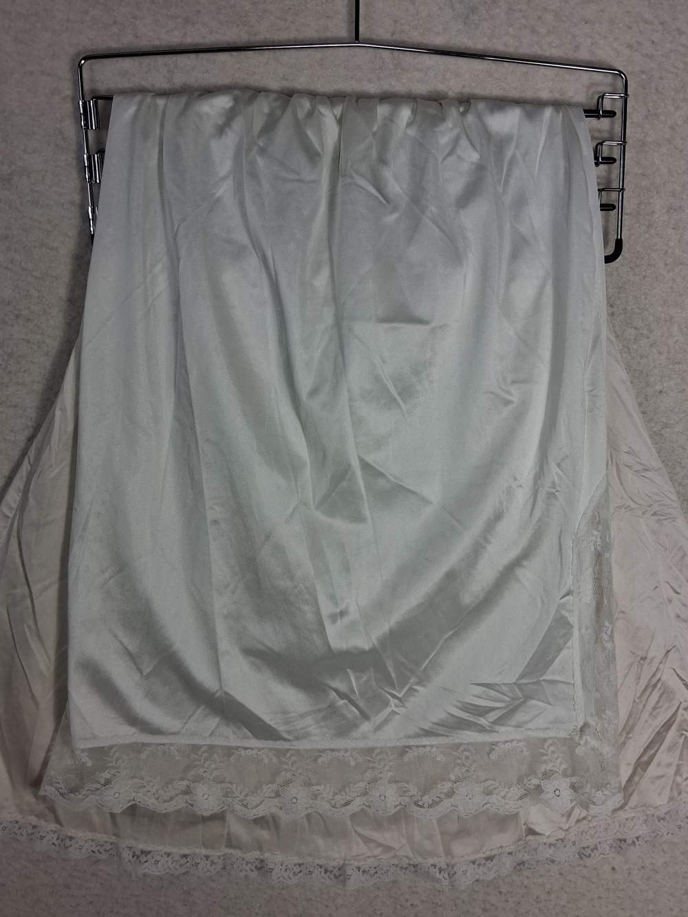 VTG 90s 2-Piece Womens Medium White/Cream Nylon Coquette Midi Slips Made In USA